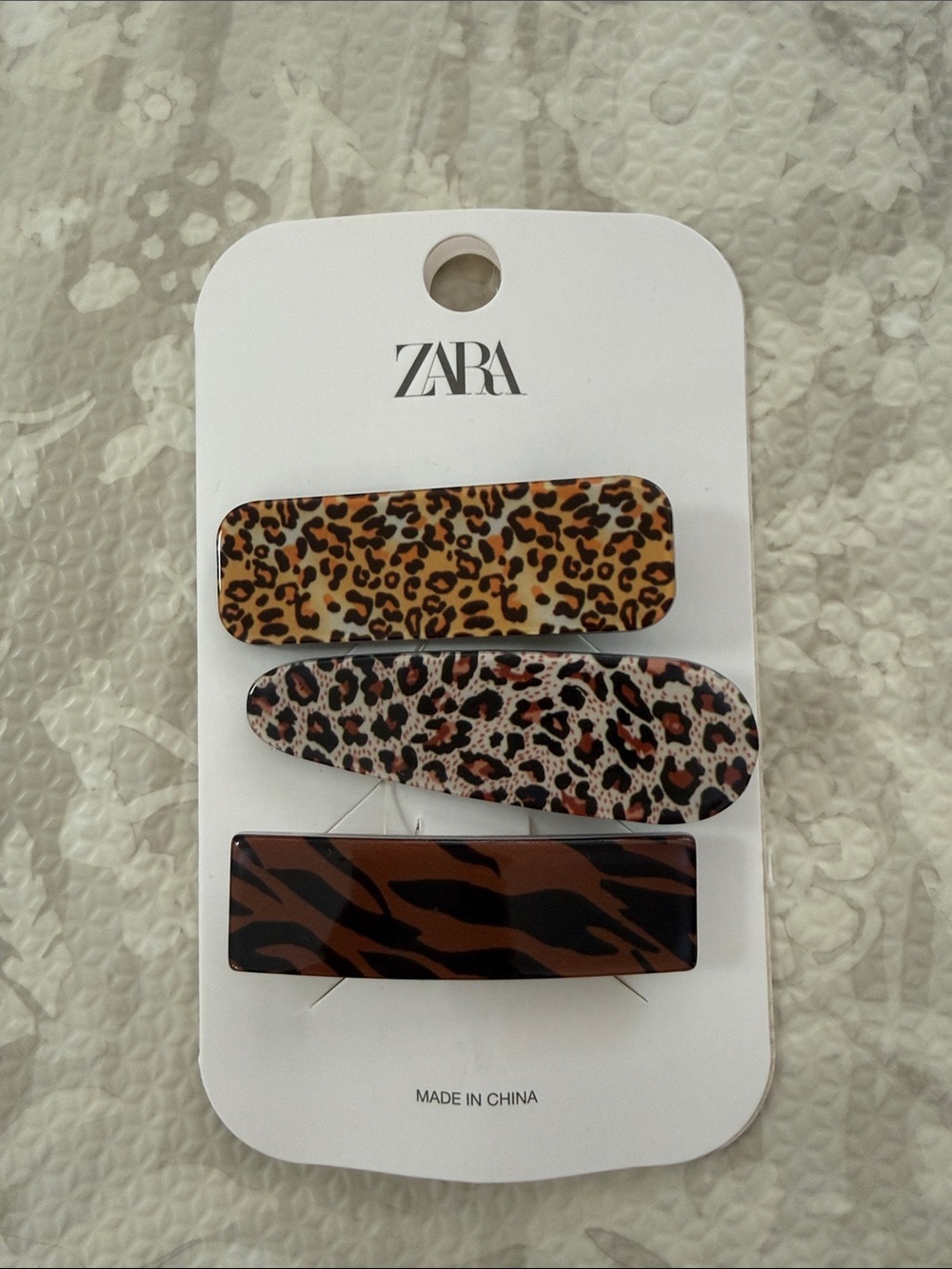 ZARA NWT Animal Print Hair Clip Barrette Set Leopard Tiger